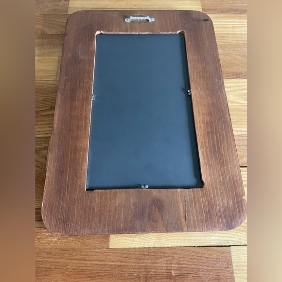 Vintage wooden hand painted mirror. Signed - Picture 4 of 5